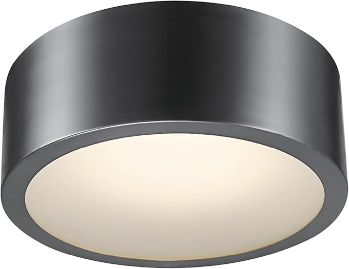 Globe Electric 60304 Edinburg LED Integrated Flush Mount Ceiling Light, Black Iron Finish, Frosted Glass Shade, 18W, 3000 Kelvin, 1100 Lumens, Dimmable 60304