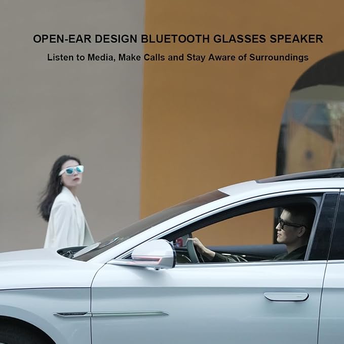 OhO sunshine Bluetooth Audio Sunglasses, Lightweight Open Ear Sport Glasses, 10H Playtime,Water Resistant with Voice Control