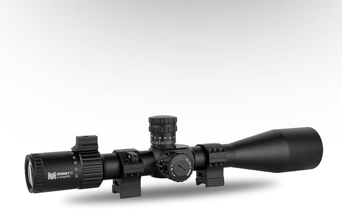 Monstrum Hornet II 6-24x50 FFP Rifle Scope | Includes Zero Stop, Scope Level, and Detachable Sunshade