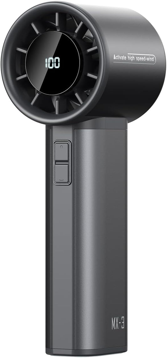 Portable Handheld Turbo Fan, 100 Speeds Adjustable Mini Personal Fan, 4500mAh USB-C Rechargeable Battery Operated, Digital Display, Ultra-Quiet & Durable for Travel, Office, Gym, Outdoor Black