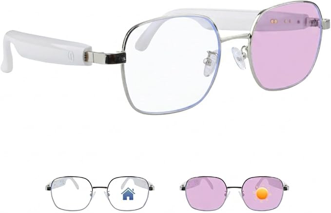 Smart Glasses for Women–Bluetooth Glasses with Photochromic Lenses | Open-Ear Audio, Built-in Mic & Speaker, IP54 Waterproof, Wearable Tech Glasses for Seamless Indoor & Outdoor Wear