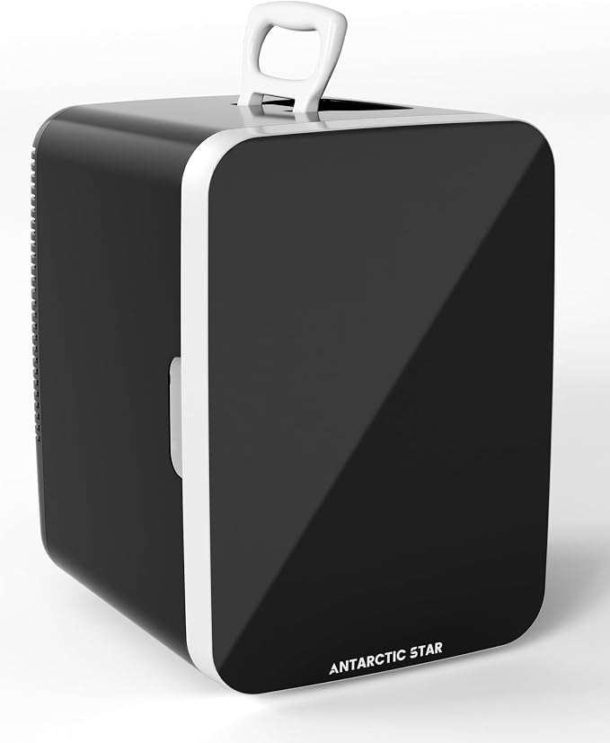 Antarctic Star 10L Portable Compact Refrigerator, 2.6 Gal Mini Personal Fridge Small Cooler with AC/DC Adapters for Beverages, Food, Skincare, Bedroom, Office, Dorm Room, or Cabin, Black