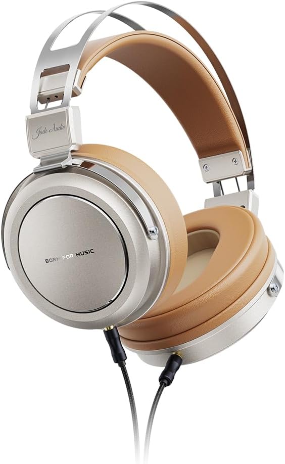 FiiO/JadeAudio JT1 Professional Studio Headphones for Recording Gaming Headset with Microphone, 50mm Diaphragms, Hi-Res Music Studio Headset (Gold)