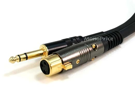 Monoprice 104768 3-Feet Premier Series XLR Female to 1/4-Inch TRS Male 16AWG Cable gold