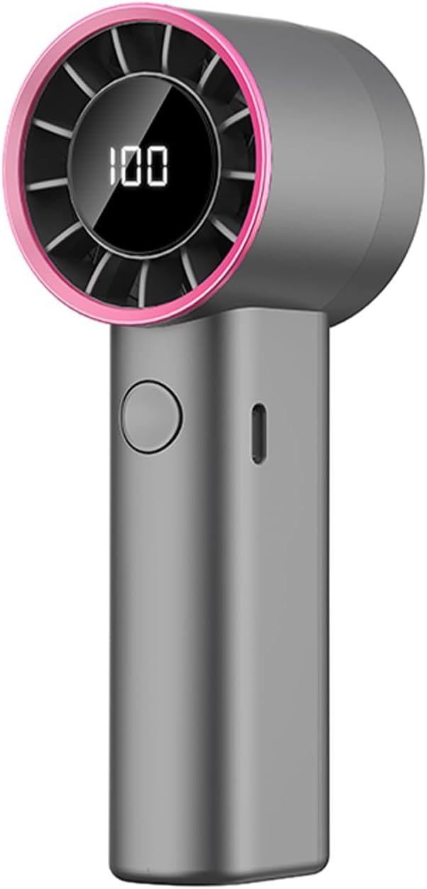 Portable Handheld Turbo Fan,Adjustable Mini Personal Fan, USB-C Rechargeable Battery Operated, Digital Display, Ultra-Quiet & Durable for Travel, Office, Gym, Outdoor (ABS Resin Exterior, Black)