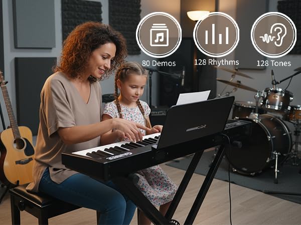 61 Keyboard Piano, Portable Electronic Keyboard Piano, Includes Music Stand & Power Adapter, Ideal for Both Beginners and Professional Musicians