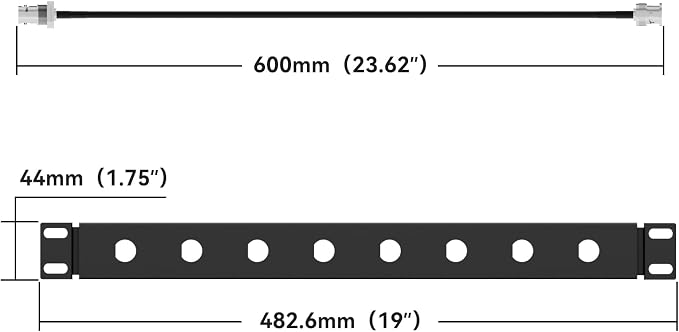 BNC Antenna Kit，19inch Antenna Re-Location Rack Mount Kit，Four BNC Connecting Cables 2FT，Compatible with Full-Rack Wireless Systems