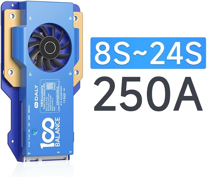 DALY BMS 250A 8S - 24S Built in Bluetooth 1A Active Cell Balancing RS485 CAN for 24V - 72V LiFePO4/Li - ion/LTO Battery Packs Perfect for Golf Cart, Home Energy System, E - Bike