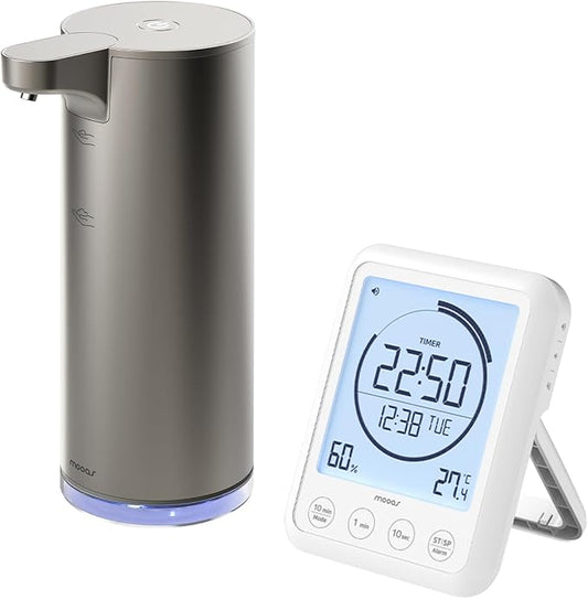 Mooas Visual Waterproof Shower Clock & Automatic Soap Dispenser Touchless Motion Hand Soap Dispenser for Kichen & Bathroom