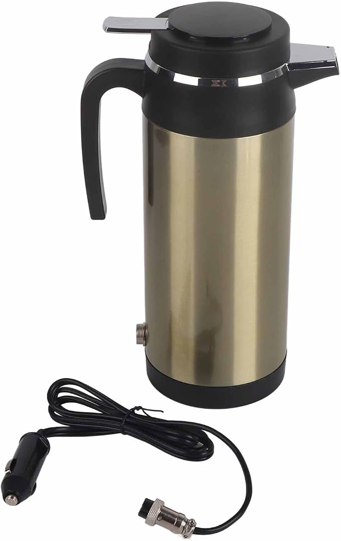 Keenso Car Kettle Boiler 1200ML 24V Stainless Steel Electric Incar Kettle Car Heating Cup Travel Thermoses Heating Water Bottle for Water Tea Coffee Milk(24V)