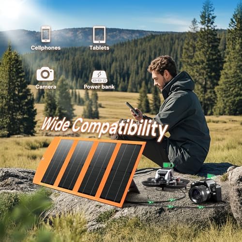 Solar Power Bank 20000mAh and Solar Panels 30Watt Portable 24% High-Efficiency 5V Foldable