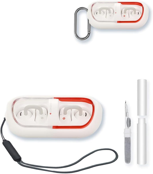 Silicone Case Compatible with Moondrop Pill True Wireless Earbuds,Cleaning Kit and Lanyard Soft Protective Shockproof Cover-White