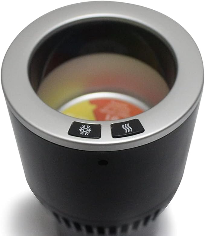 Auto Car Cup Holder Heating Cooling Drinks Smart Cooler Warmer Heater for Coffee Beverage Milk (Black with Silver)