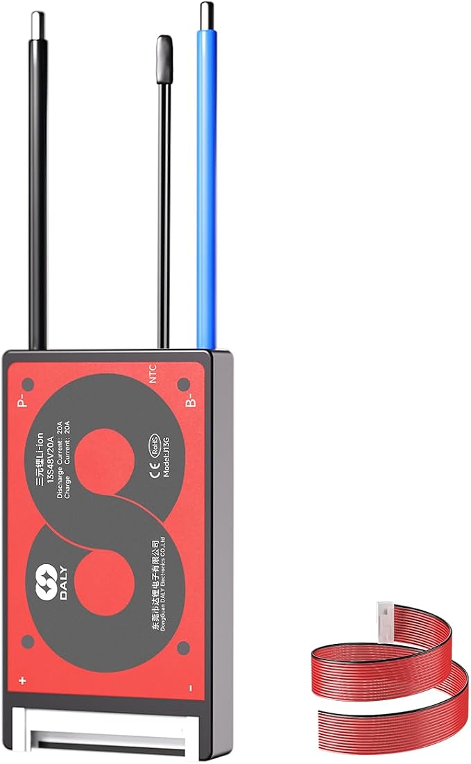 DALY 4S-16S BMS 15A to 200A Protection Board with Balance Wire and Temperature Sensor for Lithium Battery Pack（Li-ion 13S 48V,20A）