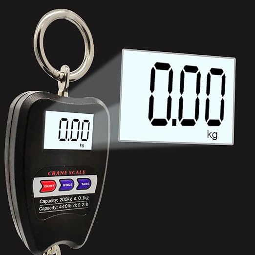 Digital Luggage Scales, 200kg/440lb Portable Mini Crane Scale LCD Display with Backlight Electronic Industrial Scale (Color : Svart, Size : 200kg/0.1kg(Svart)