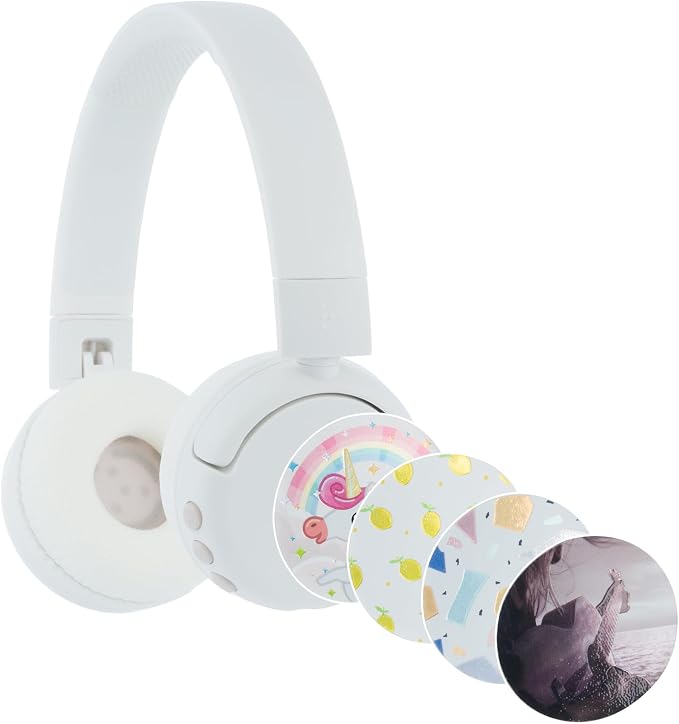 BuddyPhones POP Fun | Foldable Bluetooth Kids Headphones + Microphone, Works Wired or Wireless - SafeAudio Volume Limiting for iPhone/iPad/Tablet/PC and More (Green)