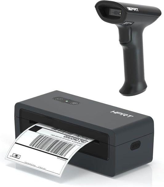 iDPRT Bluetooth Thermal Label Printer 4X6 Shipping Label Printer for Small Business with Bluetooth Barcode Scanner 1D 2D Scanner