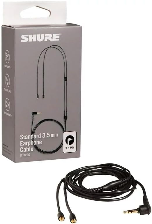 Shure Earphone Replacement Cable for SE Sound Isolating Earphones with MMCX Connection Detachable Cables (SE215, SE315, SE425, SE535, SE846) - 64-inches Long, Black (EAC64BK)