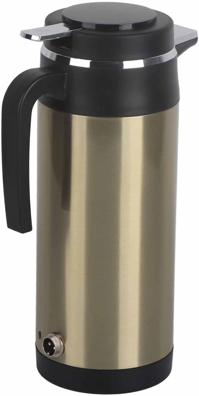 Keenso Car Kettle Boiler 1200ML 24V Stainless Steel Electric Incar Kettle Car Heating Cup Travel Thermoses Heating Water Bottle for Water Tea Coffee Milk(24V)