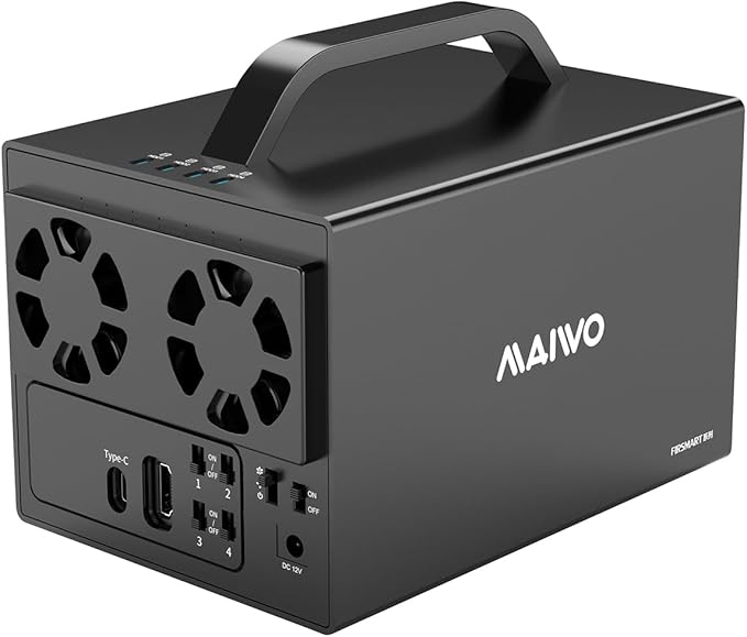MAIWO 4 Bay Hard Drive Enclosure for 3.5'' SATA HDD with Two Fans,4 Bay HDD Enclosure with 4K HD-MI Port, 96TB Expansion,Independent Hard Drive Power Switch