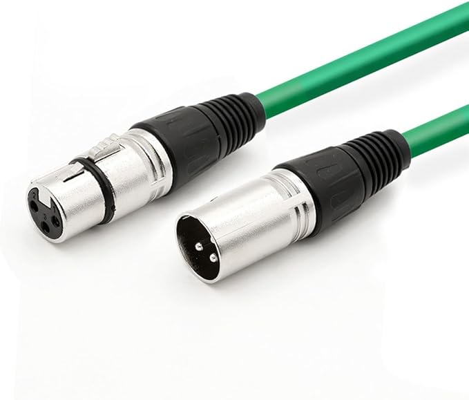 DREMAKE XLR Male to XLR Female Microphone Balanced Snake Cord - 25' Green Balanced Mic Patch Cord for PA System, Amplifier, Recording