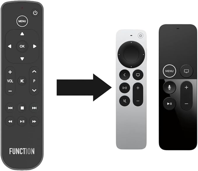 Function101 Button Remote for Apple TV (Infrared Edition) — Apple TV Replacement Remote for Apple TV 4K & All Models | Traditional Button Layout | Line of Sight Required | 2 AAA Batteries Included