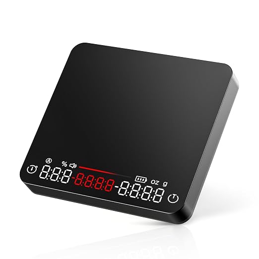 Mini Coffee Scale with Timer - VABICA USB-C Rechargeable Espresso Scale 2kg/0.1g High Precision Scale for Espresso & Pour-Over Coffee, Auto Timing, Water Ratio, Portable Digital Coffee Scale (Black)