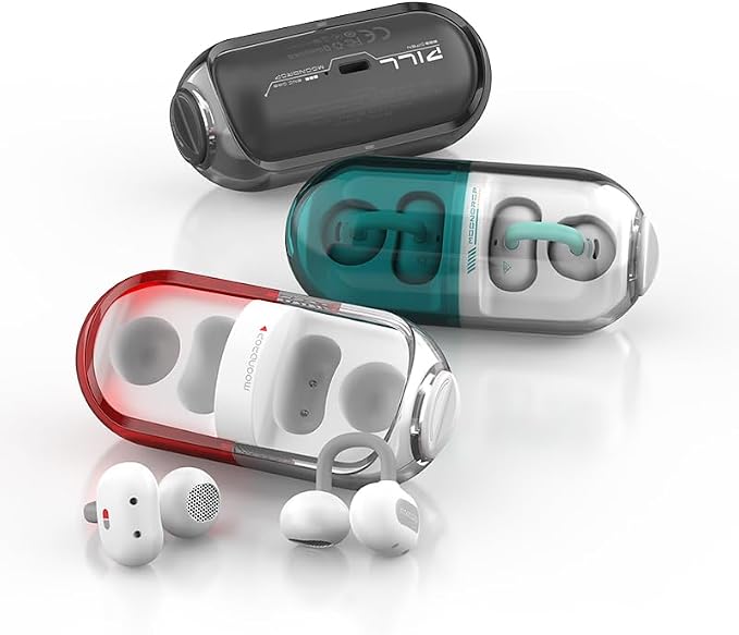 Moondrop Pill Open Ear Headphones Bluetooth 6.0 OWS Hanging Earphones IPX4 Open Ear Clip Wireless Earbuds Built-in AI ENC MD-0WS-003 (Green)
