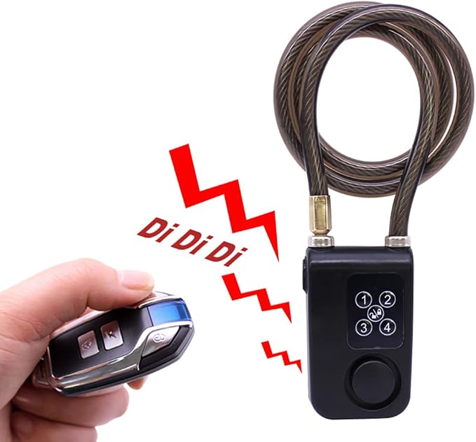 Mengshen Bike Lock with Remote Control Anti-Theft Vibration Alarm IP55 | Anti-theft Vibration Alarm, 31 Inch Cable Length, IP55 Waterproof