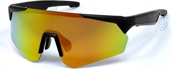 Sport Smart Glasses,Polarized Bluetooth Sunglasses for Men, Women,Built-in Mic & Open Ear Music Speakers,UV Protection Running Baseball Sunglasses,Cycling Glasses(Orange)