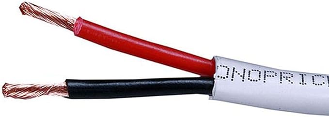 Monoprice Access Series 12 Gauge AWG CL2 Rated 2 Conductor Speaker Wire/ Cable - 100ft Fire Safety In Wall Rated, Jacketed In White PVC material 99.9% Oxygen-Free Pure Bare Copper