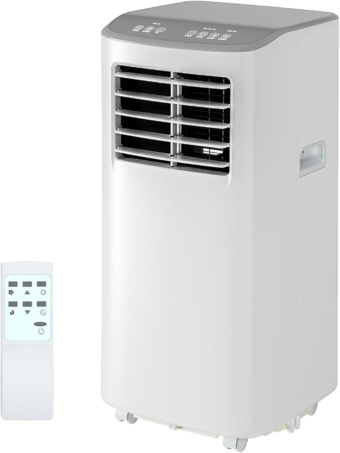GarveeTech Portable Air Conditioner, 8,000 BTUs Room Air Conditioner for Home Office with Dehumidifier, Cooling, Fan 3 in-1, 24 Hour Timer, Drainage-Free Cooling, Cools Up to 350 Sq. Ft., White