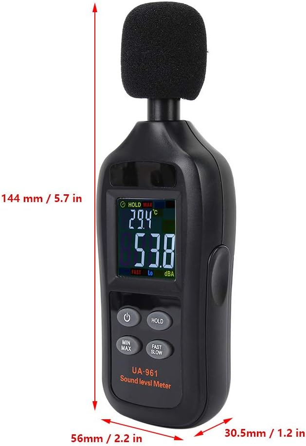 Oumefar Sound Meter Digital LCD Screen Decibel Meter Detector Handheld with Measuring Level Range 35dB to 135dB Portable Sound Level Meter for Frequency Analyzer