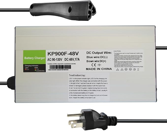 17 AMP Golf Cart Charger for 48 Volt EZGO RXV & TXT with 3 Pin Triangular Plug-Lead Acid Battery