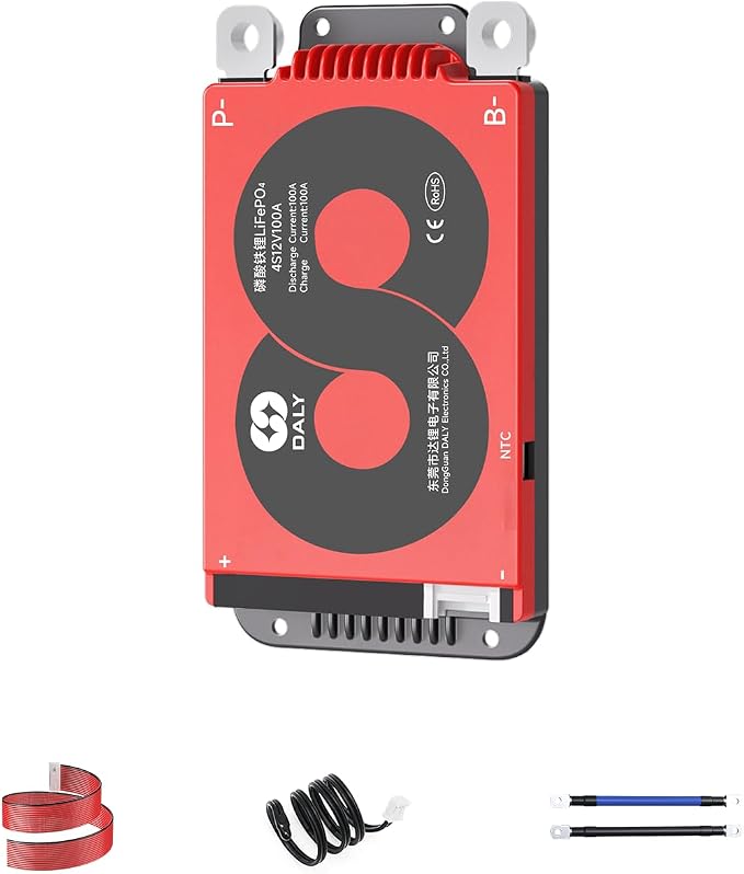 DALY 4S-16S BMS 15A to 200A Protection Board with Balance Wire and Temperature Sensor for Lithium Battery Pack（LifePO4 4S 12V,100A）