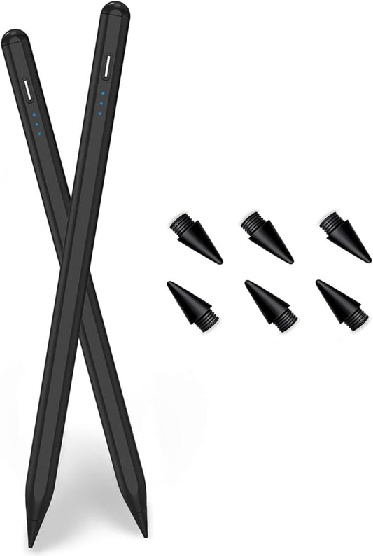 Stylus Pencil for iPad A16/11th Gen(2018-2026),2Pack Active iPad Pen Fast Charging Palm Rejection&Tilt Sensitivity Compatible iPad 11-6th,iPad Pro M5/12.9"/11",iPad Air M4/M3/M2/5/4/3,Mini 7/6/5-Black