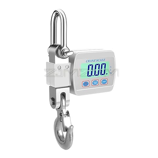 300KG/500KG Digital Crane Scale Portable Hanging Heavy Duty LCD Backlight Industrial Hook Scales Unit Change(White,300KG)