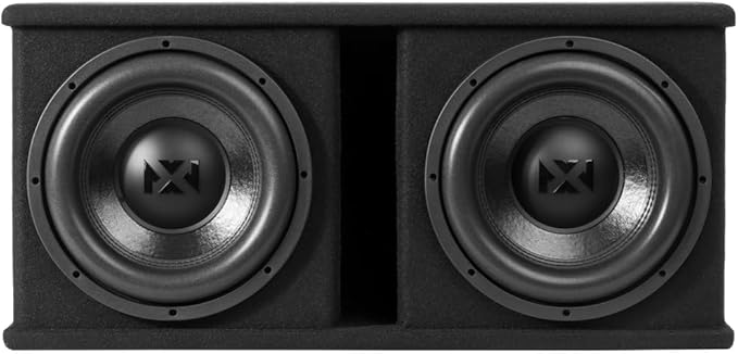 NVX NPKG212 1000W MAX (500W RMS) Loaded Dual 12" Subwoofer with Slot Ported Enclosure and Monoblock Amplifier with Remote Bass Knob