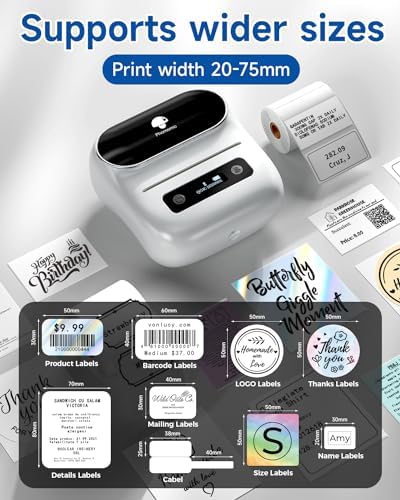 Phomemo M220 Label Maker & 1 Roll Brown Thermal Labels, 1.96" x 1.96"(50x50mm)