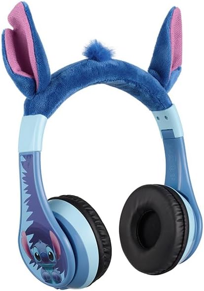 Disney Stitch Bluetooth Headphones for Kids, Wireless Headphones for School | Volume Reduced and Built-in Microphone