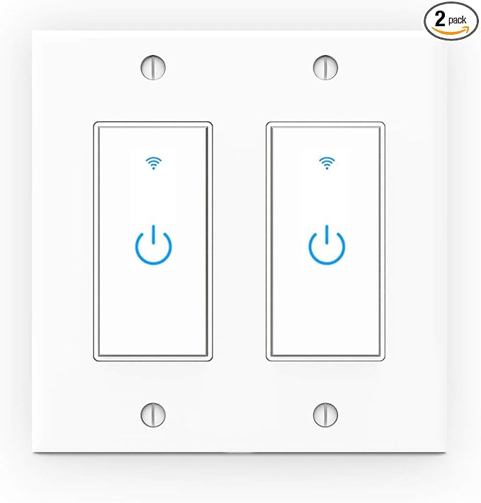 WiFi Light Smart Switch 2 Gang Touch Wall - Compatible With Alexa Google Assistant and IFTTT