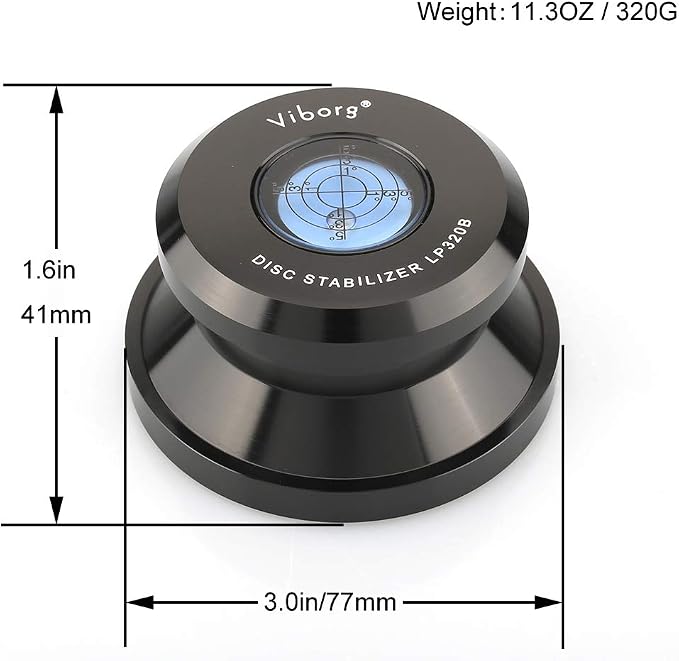 Viborg LP320B Record Weight Turntable Disc Stabilizer 77x41mm 11.3oz Aluminum LP Phono Record Puck Turntable Level for Vinyl Record Player, Turntables, Phonograph