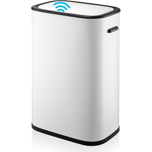 Kitchen Trash Can with Lid, Automatic Motion Sensor Trash Can for Kitchen Home Office, Bedroom, Living Room, Smart Garbage Can Touchless High-Capacity Waste Bin, 55L/14.5 Gallon, White