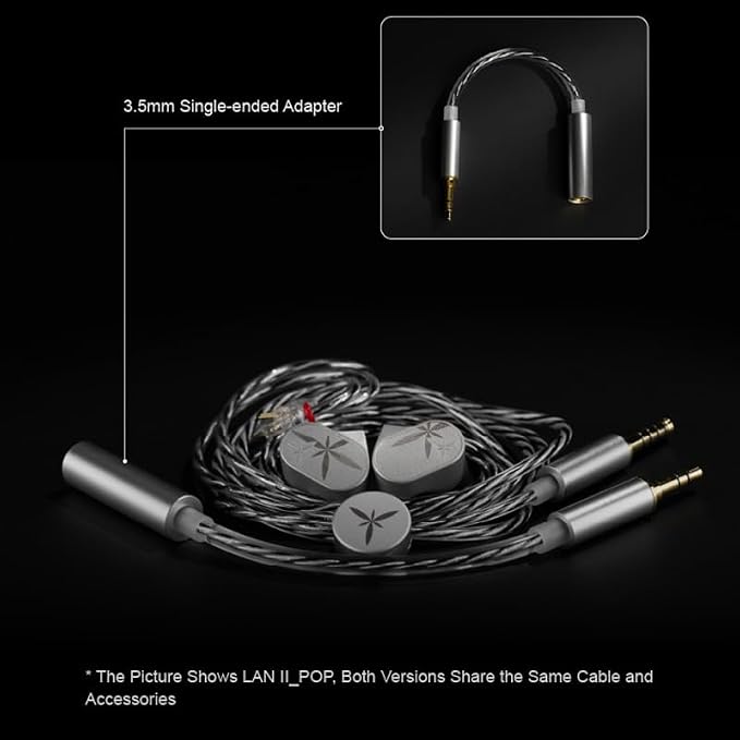 Moondrop LAN ll Earphone 4.4mm 3.5mm Plug 0.78mm Interchangeable Cable 10mm Double-Cavity HiFi in-Ear Wired Headphones (LAN II POP)