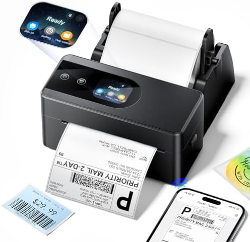 Phomemo Thermal Label Printer Upgraded with Touchable Screen, Shipping Label Printer for Small Business, 4x6 Wireless Thermal Label Printers for Shipping Package, with 750 Labels, Pink