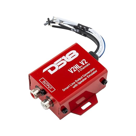 DS18 V2HL.V2 Hi/Lo Converter 2-Channel with Speaker Emulator - High-Level Speaker Signal to Low-Level - Smart line Output 2CH High-Level Input and 2CH RCA Output