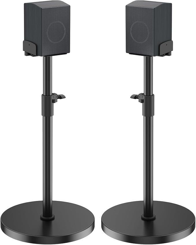 Speaker Stands Pair for Samsung HW-Q990H/Q990F/Q990D/Q930H/Q930F - Height Adjustable Extend 29” to 37.5”, Dual Side Clamp Surround Speaker Stand for Samsung Rear Speaker Stands with Cable Management