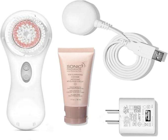 Sonic Facial Cleansing,Facial Cleansing Device Mia2 Mini Version(White) | Whitening with Replaceable Brush Head