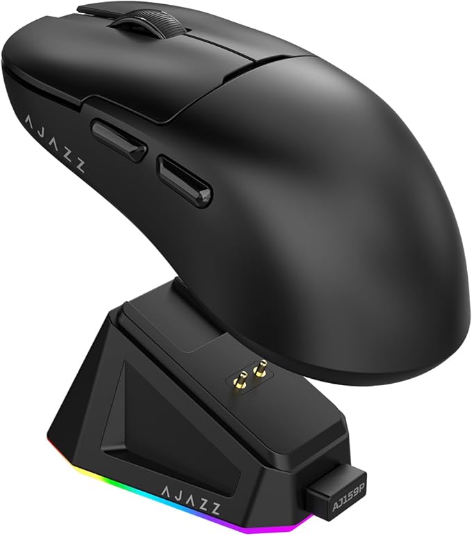 DAIDAI AJAZZ AJ159P Wireless Gaming Mouse with RGB Charging Dock, PAW3395 26K DPI Sensor, 56G Lightweight Ergonomic Mouse, 5 Programmable Buttons, 80 Million ASIN Switch