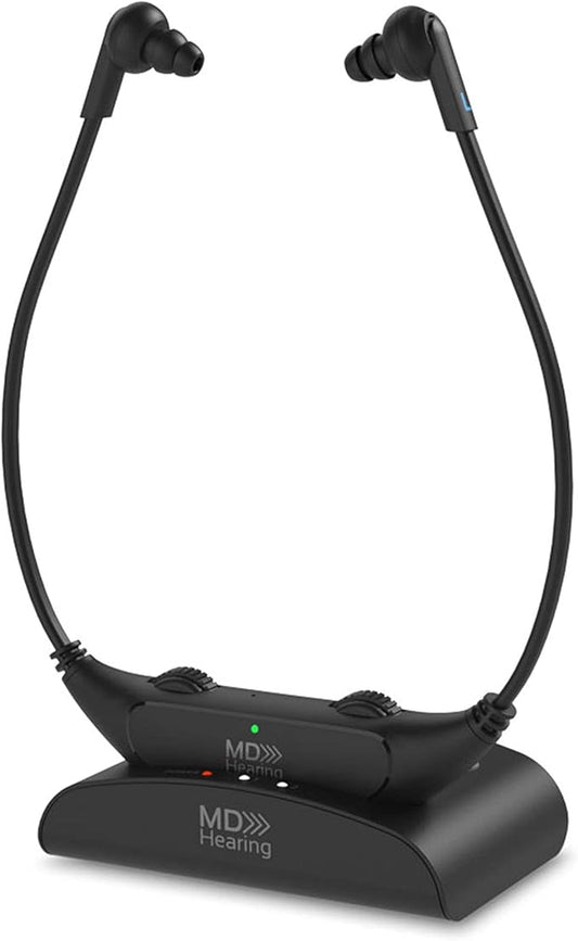 MDHearing QuietTV Wireless Headphones for TV from MDHearing, Comfortable TV Headset, Plug & Play, Rechargeable, Perfect for Seniors, Assists Hearing, Includes Charging Base and Single Headphone Set